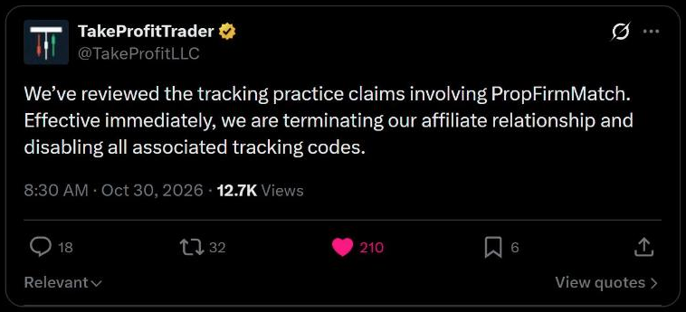 Take Profit Trader announcement